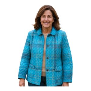 Lands End Coat Womens Blue Large Jacket Primaloft Quilted Barn Lightweight